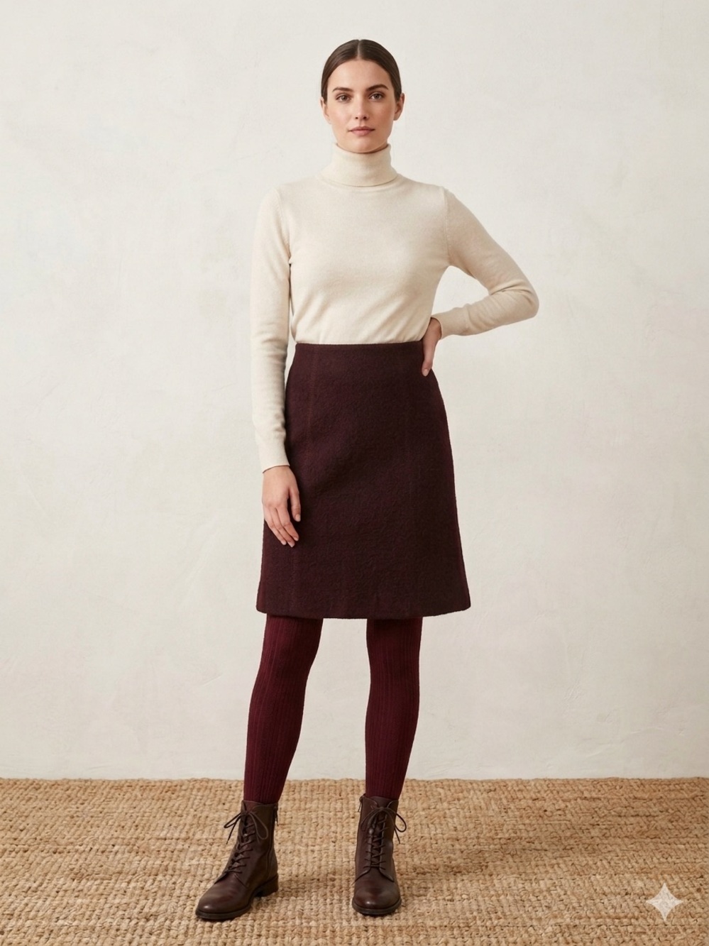 Skirt 100% Wool - Vintage Tristan & Iseut Skirt - Dark eggplant
